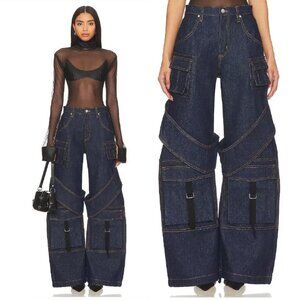 EB DENIM Frederic Cargo Jeans Wide Leg High Rise Pockets NWT sz 24 ~ The Attico